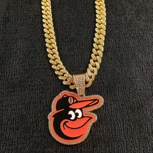 Baltimore Orioles 20 Inch Necklace Pendant Cuban Chain Link MLB Baseball Hip Hop